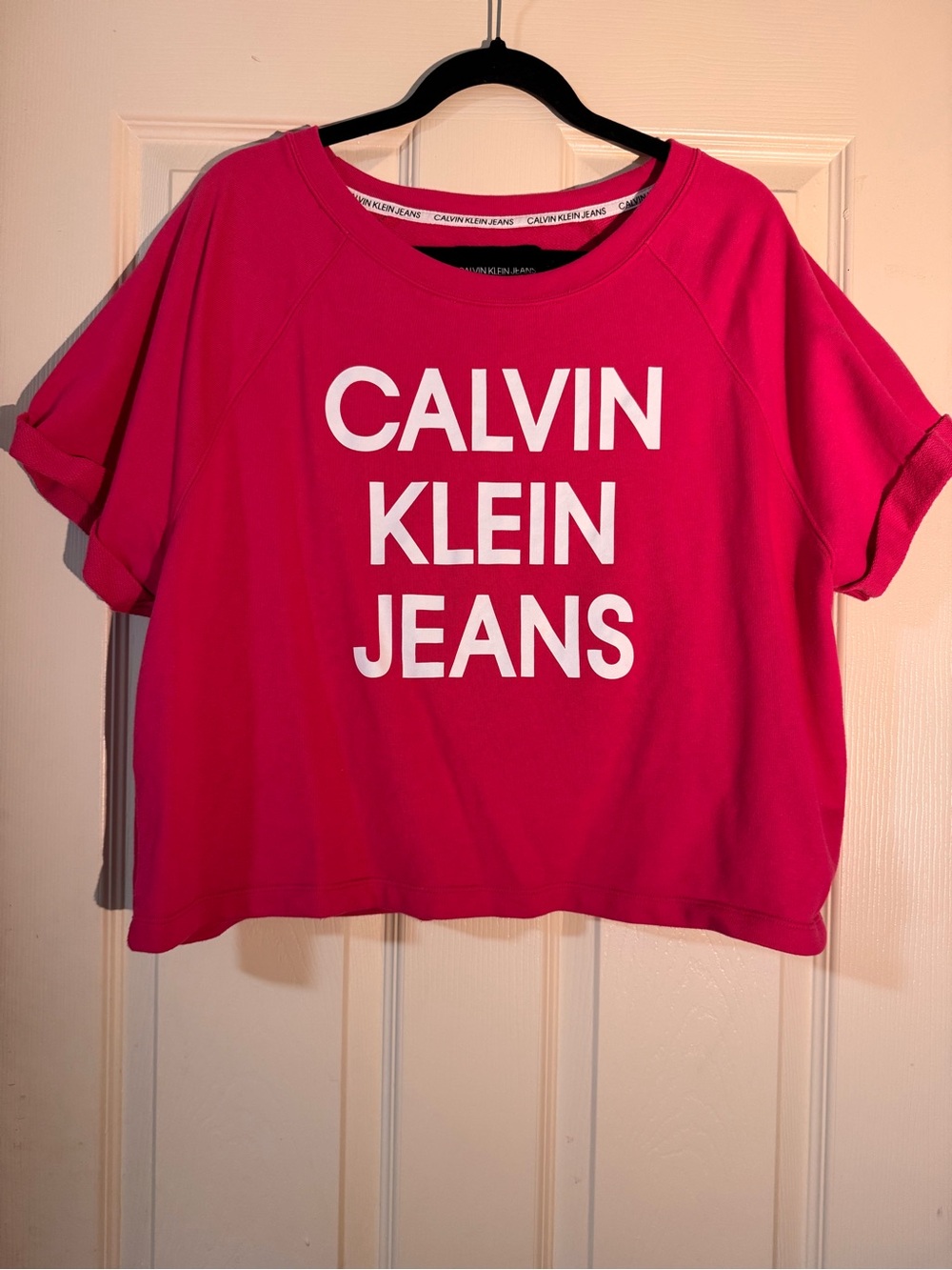 Calvin Klein Jeans Bright Pink Logo French Terry Tee